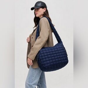 Urban Expressions Quilted Navy Blue Shoulder Hobo Bag by Urbanfit
